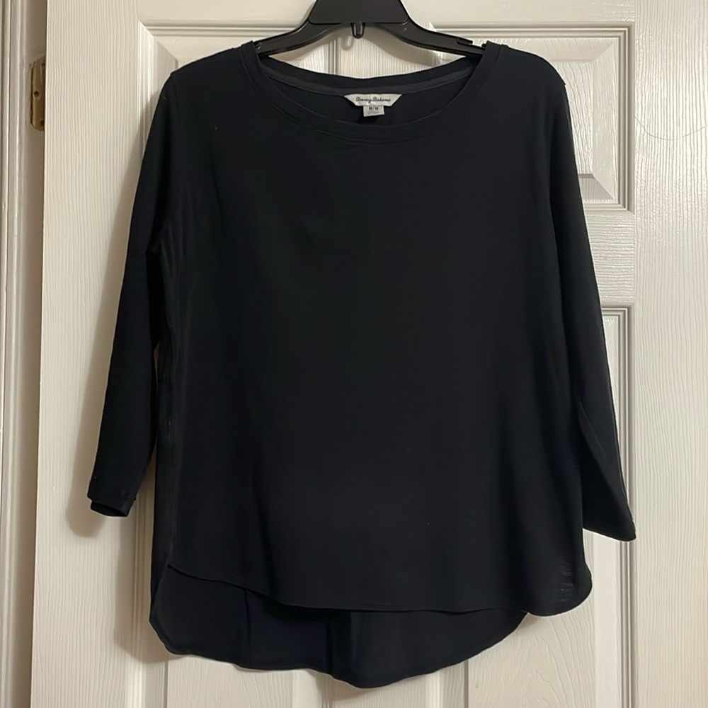 Tommy Bahama black three-quarter sleeve shirt